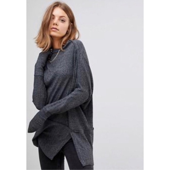 We The Free | Free People Londontown Gray Ribbed Soft Dolman Long Sleeve Top - Picture 3 of 14